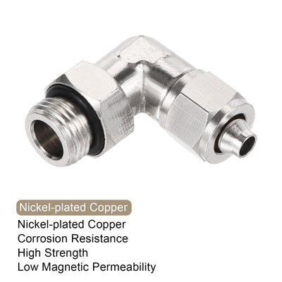 Harfington Elbow Tube Fitting Fit for Tube OD Nickel-plated Copper Adapter Fitting