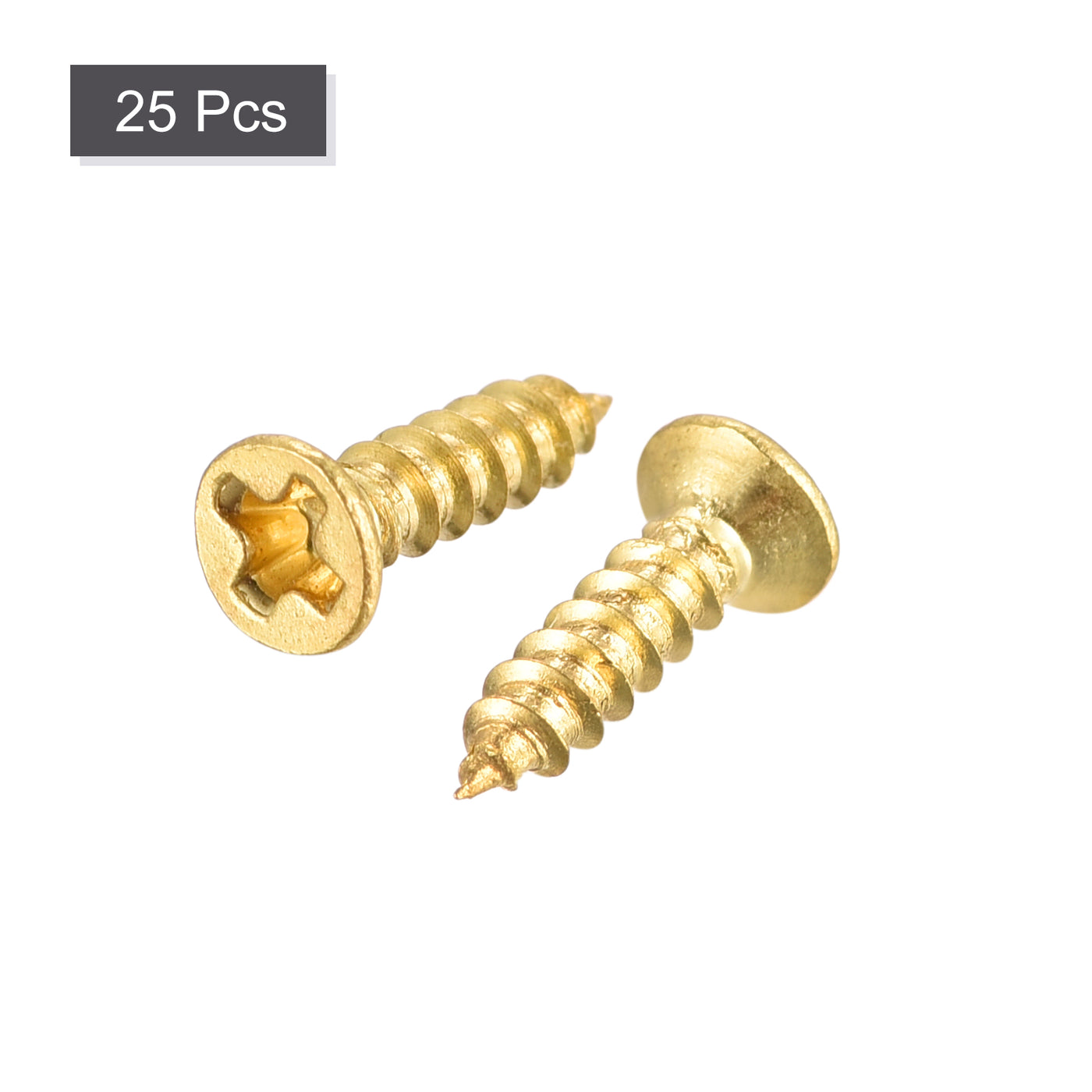 uxcell Uxcell Brass Wood Screws, M2x8mm Phillips Flat Head Self Tapping Connector for Door, Cabinet, Wooden Furniture 25Pcs