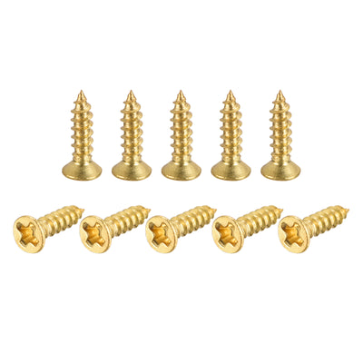 uxcell Uxcell Brass Wood Screws, M2x8mm Phillips Flat Head Self Tapping Connector for Door, Cabinet, Wooden Furniture 25Pcs