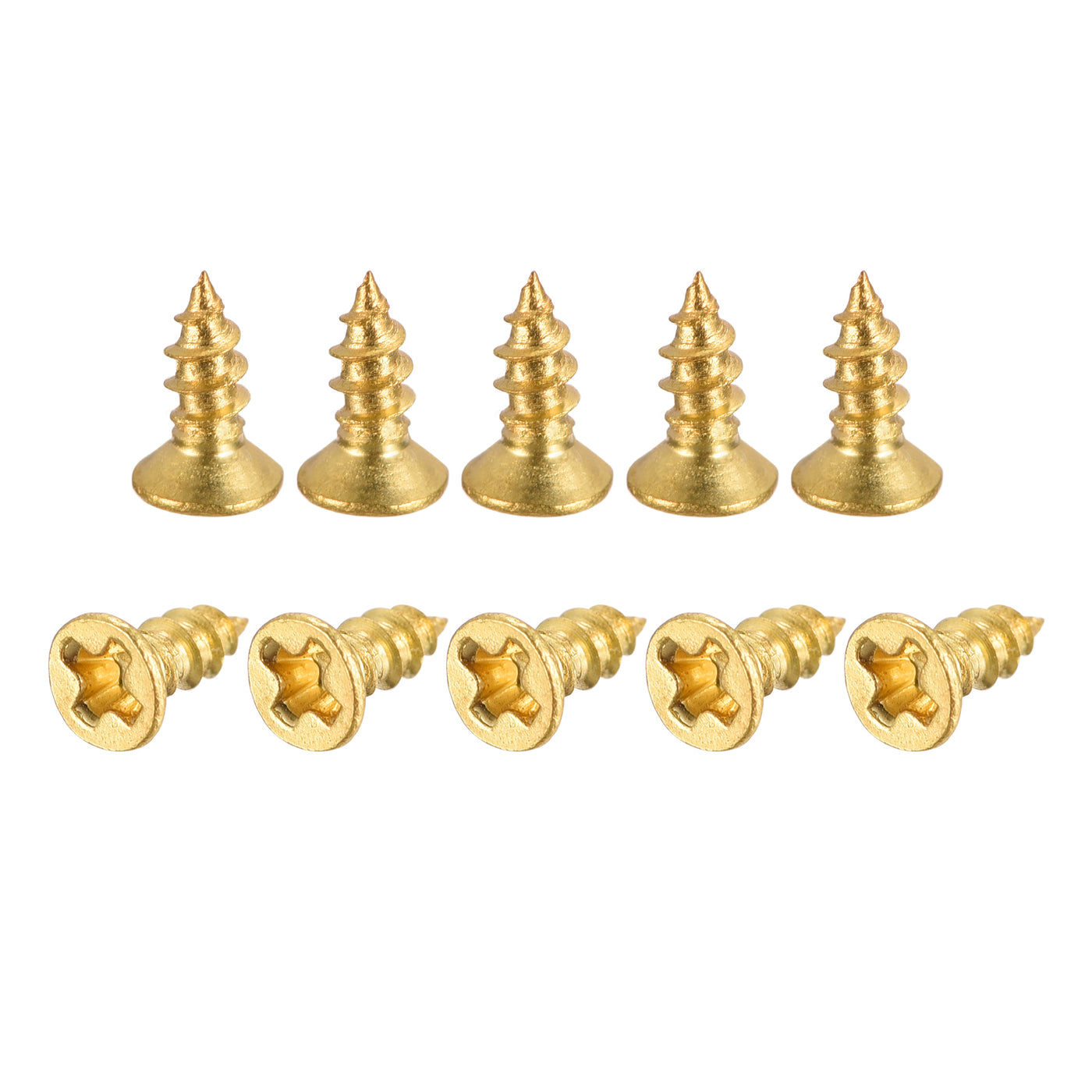 uxcell Uxcell Brass Wood Screws, M2x6mm Phillips Flat Head Self Tapping Connector for Door, Cabinet, Wooden Furniture 50Pcs