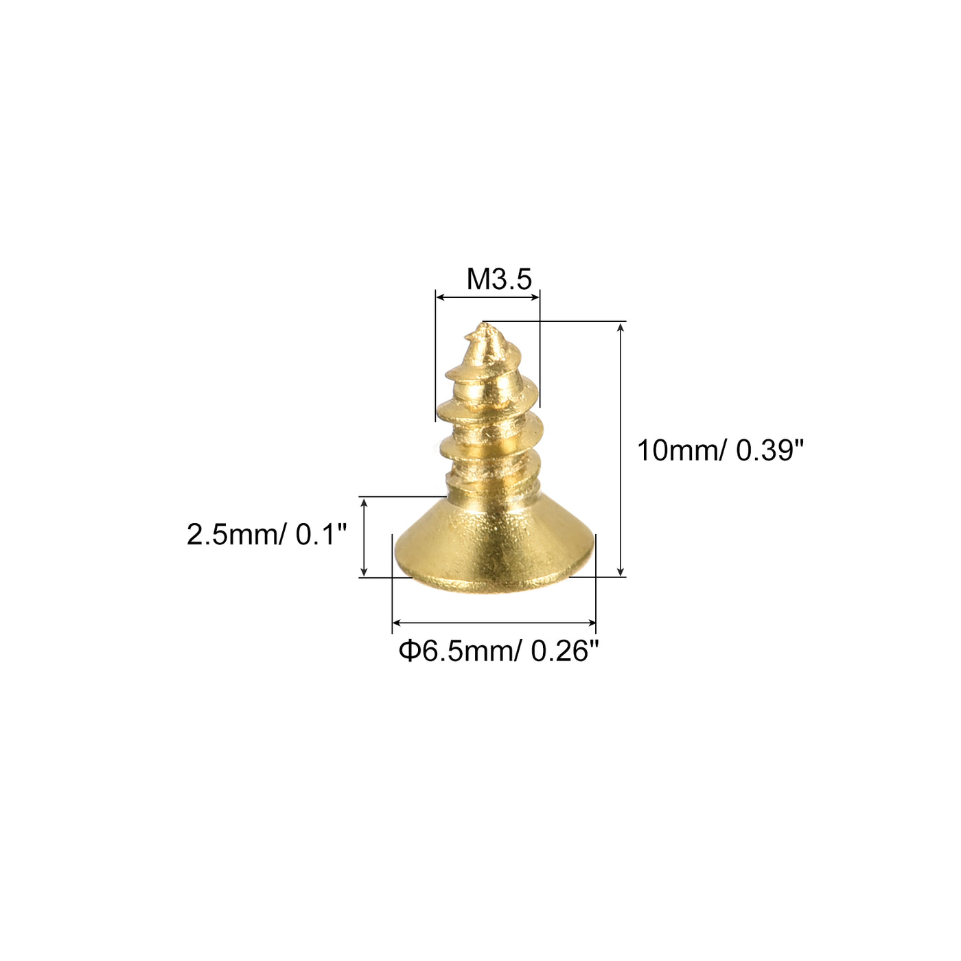 uxcell Uxcell 25 Stück Messing Holzschrauben, M3,5x10mm Kreuzschlitz Flachkopf, selbstschneidender Verbinder für Türen, Schränke, Holzmöbel