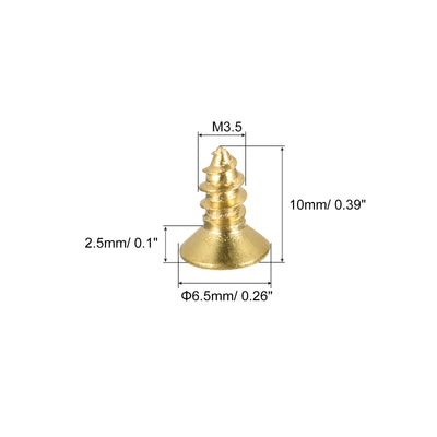 Harfington Uxcell 25 Stück Messing Holzschrauben, M3,5x10mm Kreuzschlitz Flachkopf, selbstschneidender Verbinder für Türen, Schränke, Holzmöbel