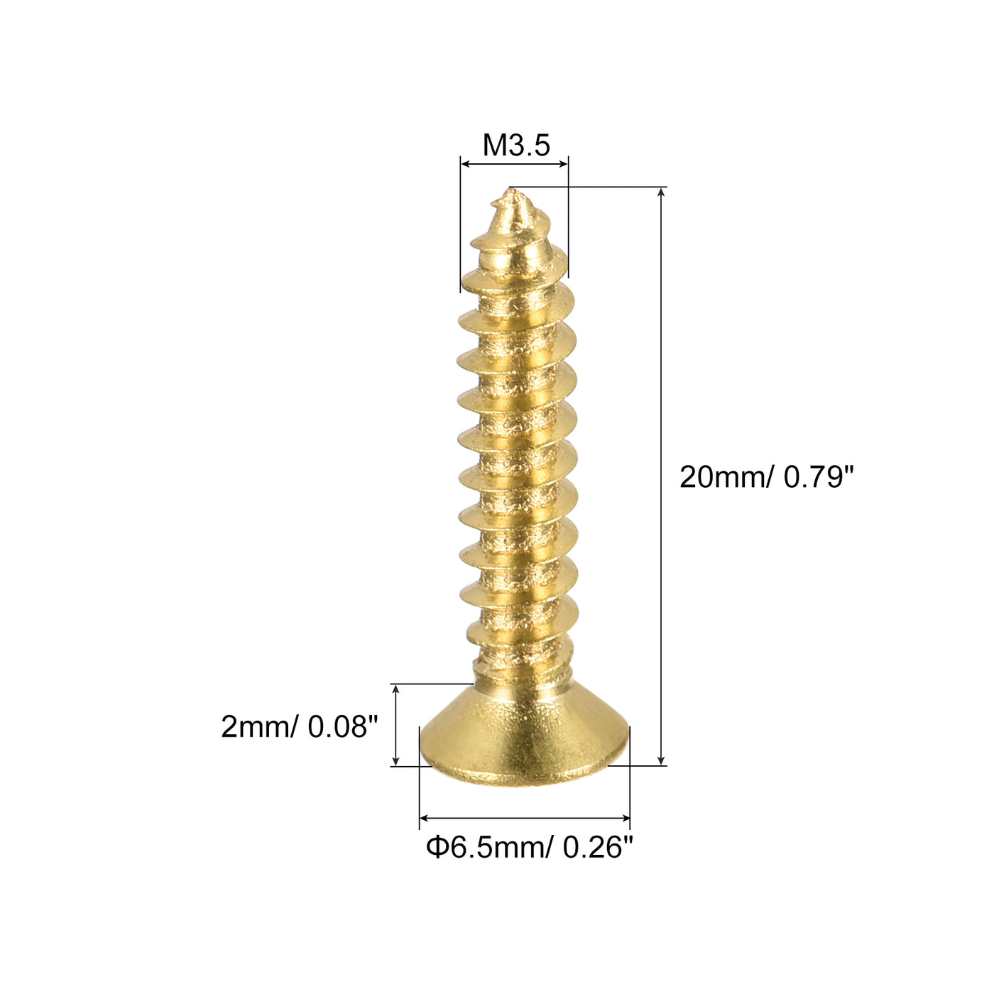 uxcell Uxcell 40 Stück Messing Holzschrauben, M3,5x20mm Kreuzschlitz Flachkopf, selbstschneidender Verbinder für Türen, Schränke, Holzmöbel