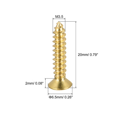 Harfington Uxcell 40 Stück Messing Holzschrauben, M3,5x20mm Kreuzschlitz Flachkopf, selbstschneidender Verbinder für Türen, Schränke, Holzmöbel