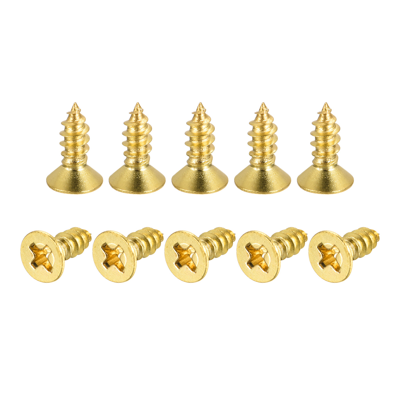 uxcell Uxcell Brass Wood Screws, M4x12mm Phillips Flat Head Self Tapping Connector for Door, Cabinet, Wooden Furniture 100Pcs