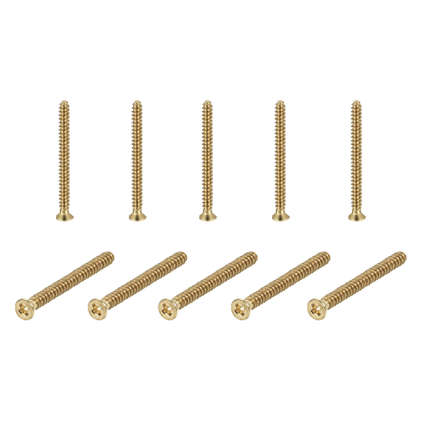 uxcell Uxcell Brass Wood Screws, M4x45mm Phillips Flat Head Self Tapping Connector for Door, Cabinet, Wooden Furniture 10Pcs