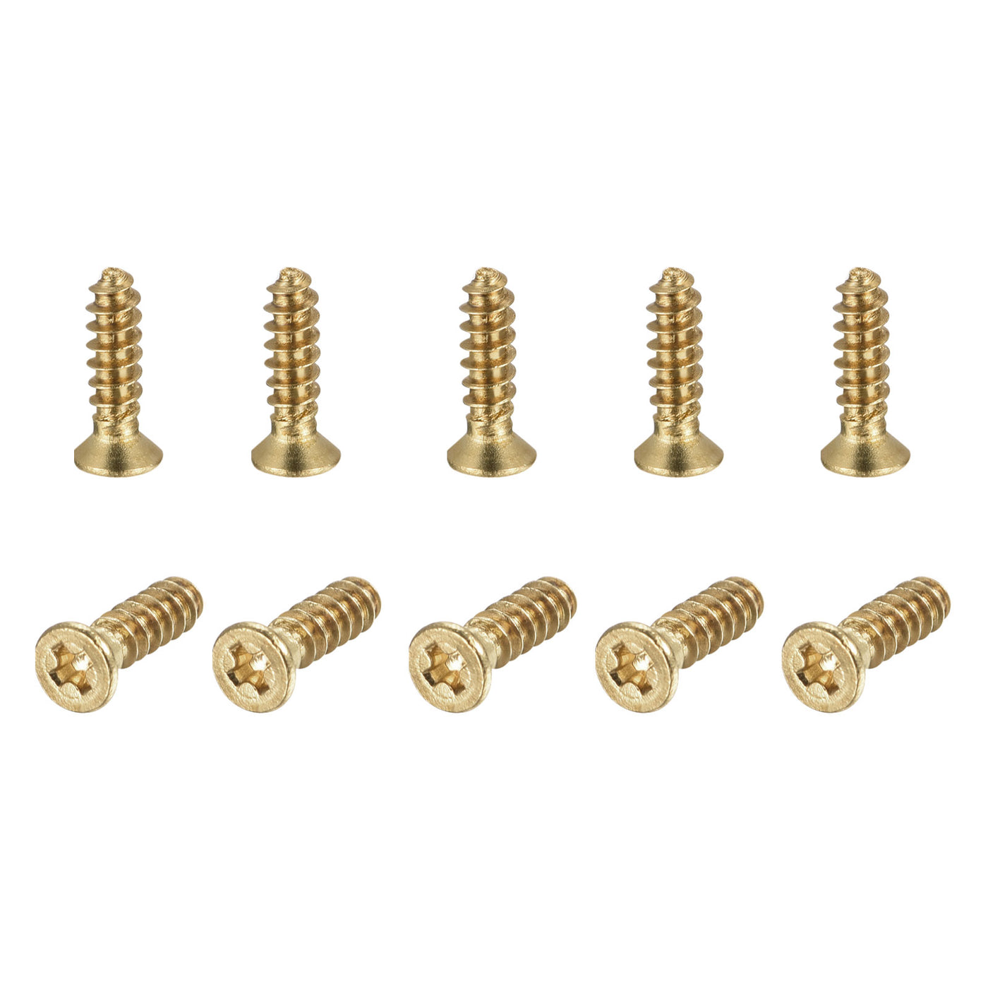uxcell Uxcell Brass Wood Screws, M2.5x10mm Phillips Flat Head Self Tapping Connector for Door, Cabinet, Wooden Furniture 100Pcs