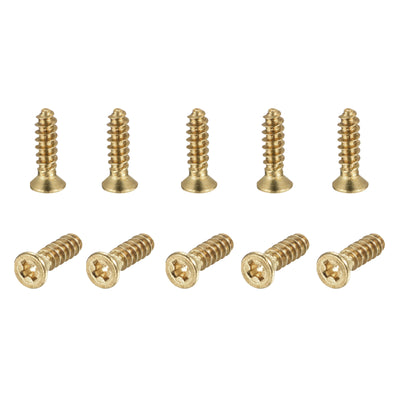 Harfington Uxcell Brass Wood Screws, M2.5x10mm Phillips Flat Head Self Tapping Connector for Door, Cabinet, Wooden Furniture 100Pcs