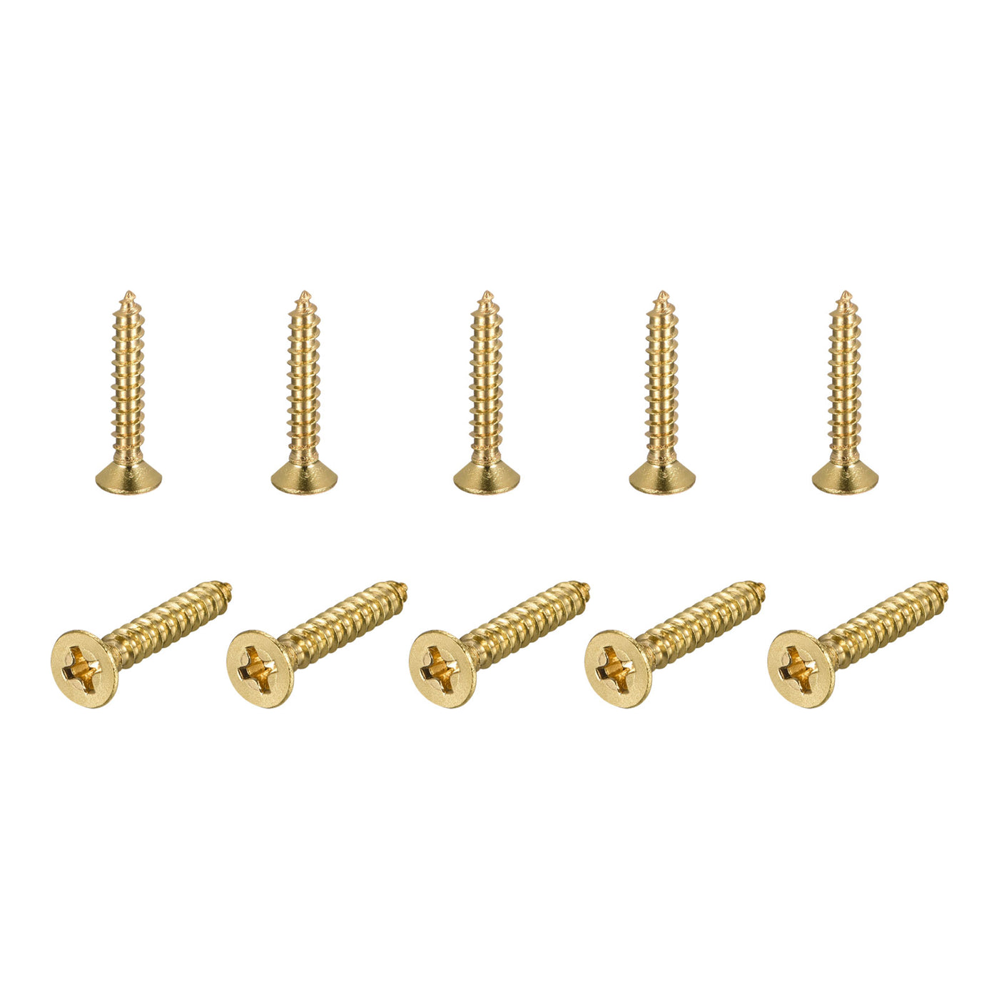 uxcell Uxcell Brass Wood Screws, M4x25mm Phillips Flat Head Self Tapping Connector for Door, Cabinet, Wooden Furniture 30Pcs