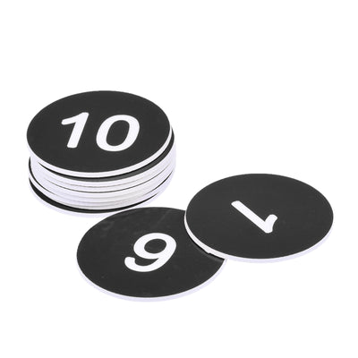 Harfington Plastic Number Tag, 1-10 Sign Tag Acrylic Black with Self-Adhesive, 10pcs