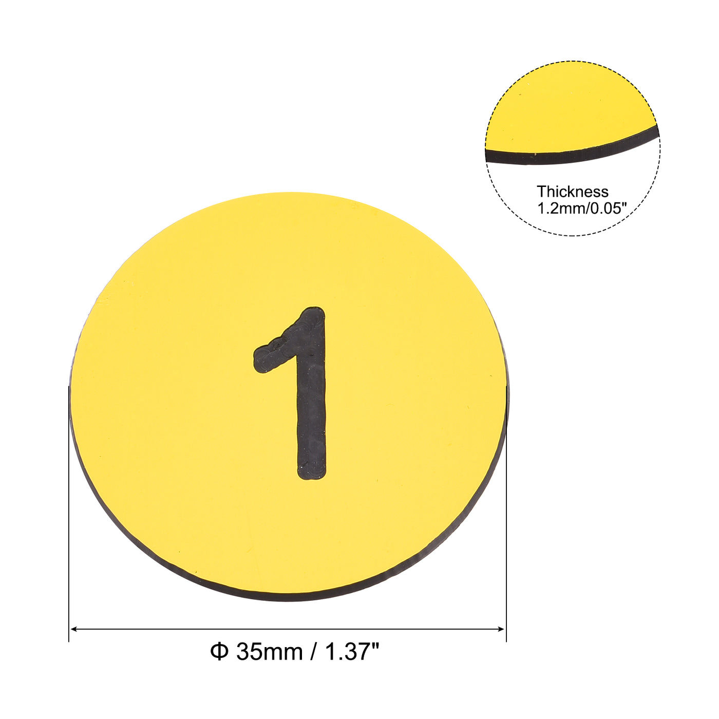 Harfington Plastic Number Tag, 1-25 Digital Tags Sign Tag Acrylic Engraved Yellow with Self-Adhesive, Pack of 25