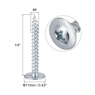 Harfington Uxcell Phillips Head Self Tapping Screws, #8 x 1-1/4" Carbon Steel Wood Sheet Metal Screw 50pcs