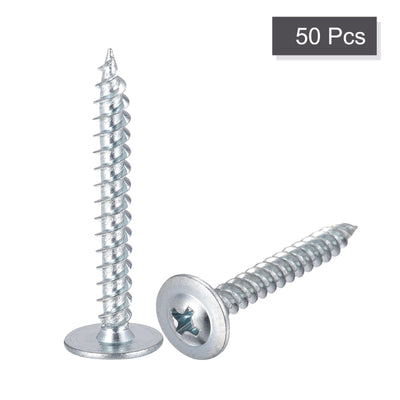 Harfington Uxcell Phillips Head Self Tapping Screws, #8 x 1-1/4" Carbon Steel Wood Sheet Metal Screw 50pcs