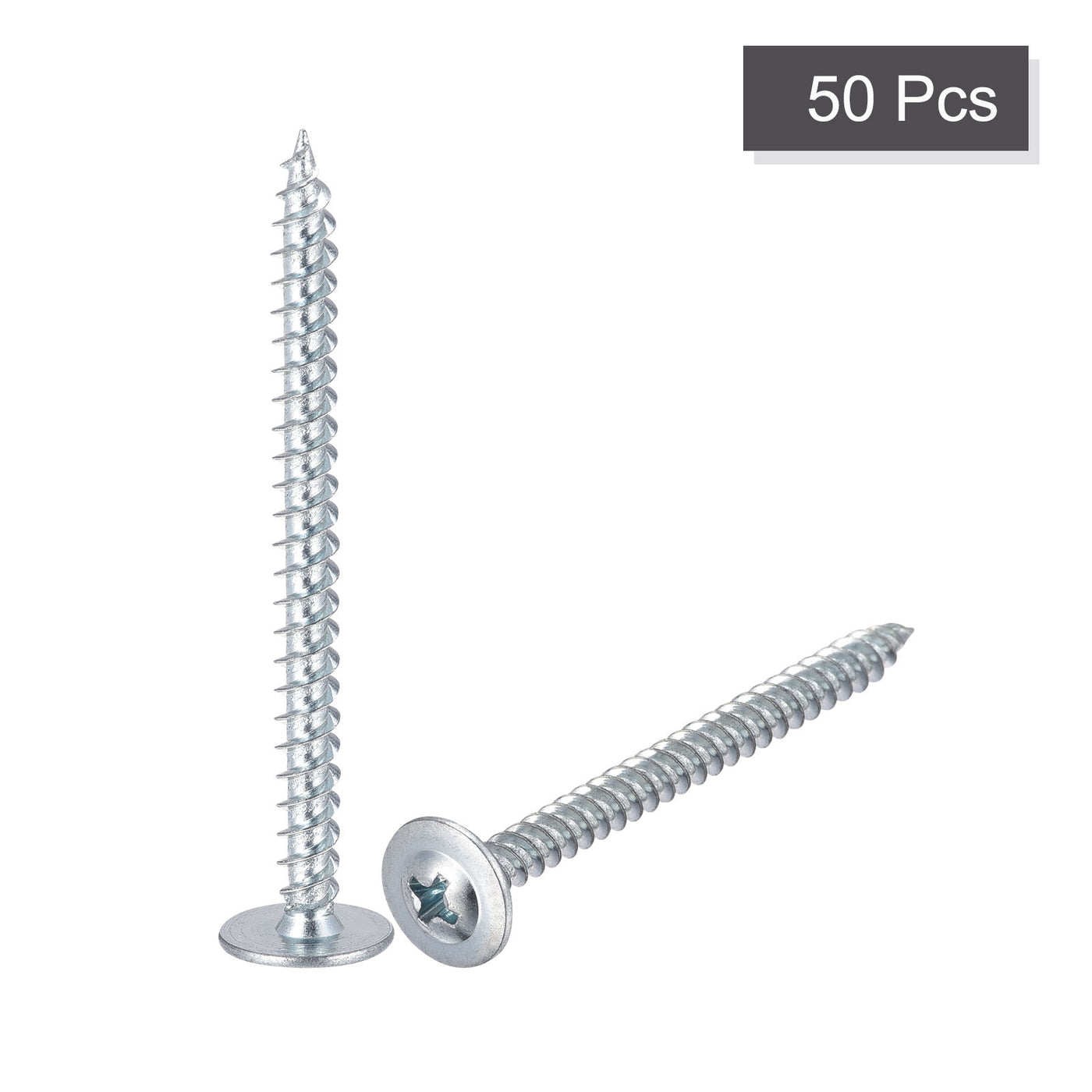 uxcell Uxcell Phillips Head Self Tapping Screws, #8 x 2" Carbon Steel Wood Sheet Metal Screw 50pcs