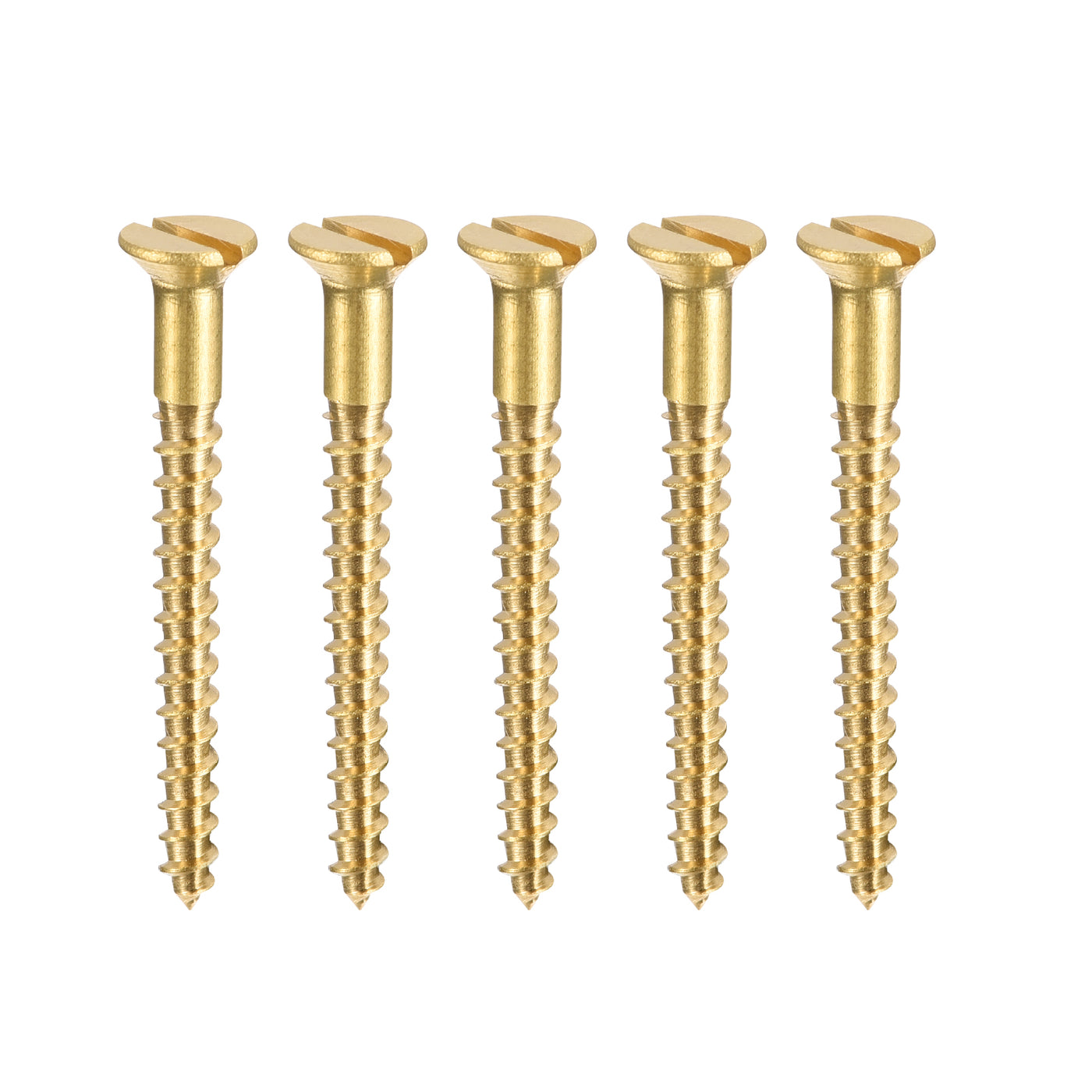 uxcell Uxcell Wood Screws M2.5 x 25mm Slotted Flat Head Brass Self-Tapping Screw 100 Pcs