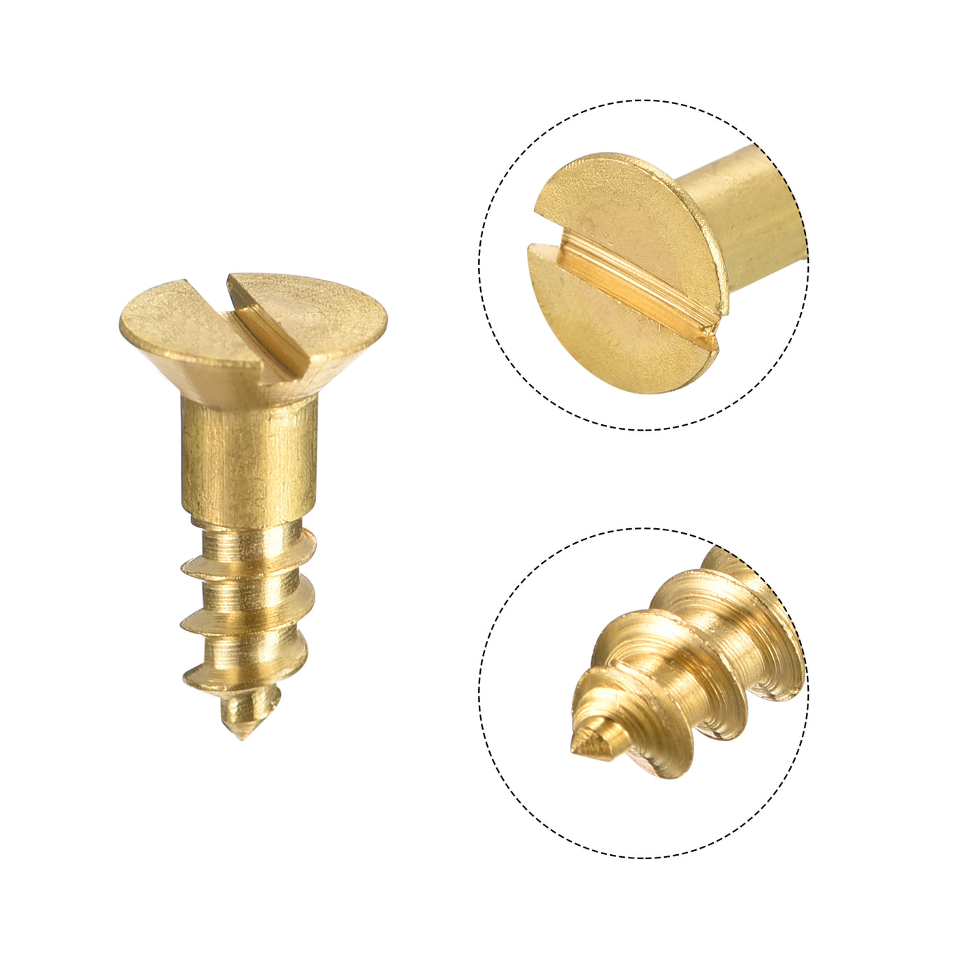 uxcell Uxcell Wood Screws M3.5 x 12mm Slotted Flat Head Brass Self-Tapping Screw 100 Pcs