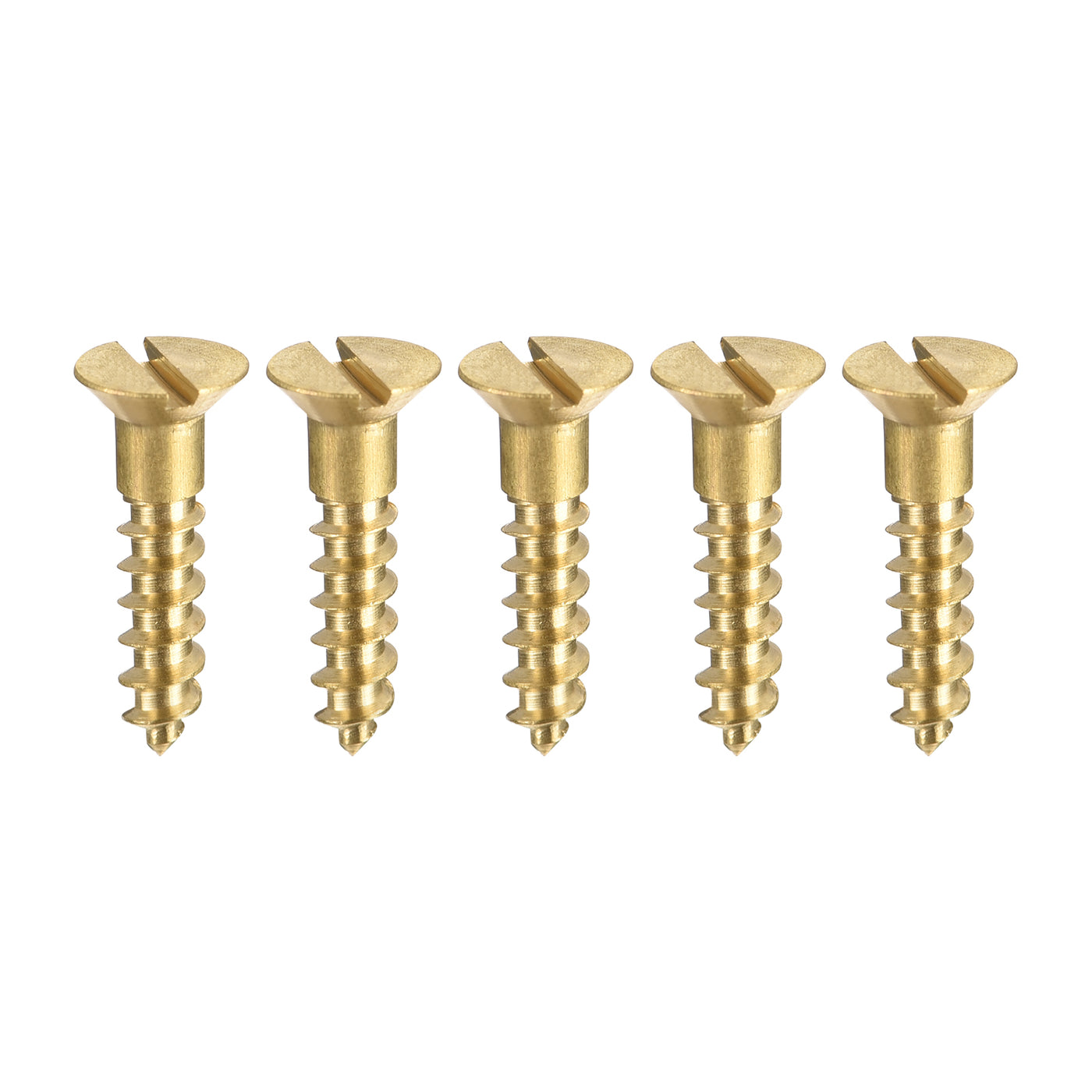 uxcell Uxcell Wood Screws M3.5 x 16mm Slotted Flat Head Brass Self-Tapping Screw 100 Pcs