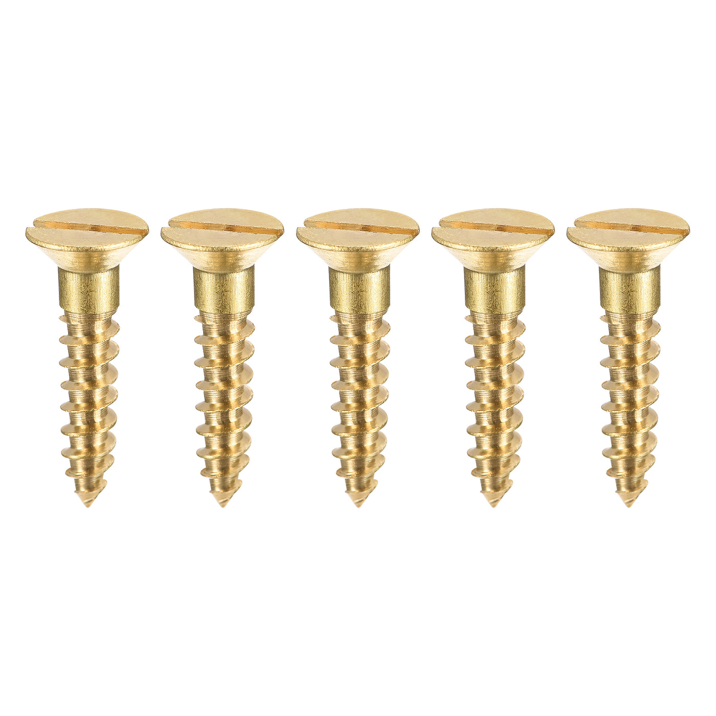 uxcell Uxcell Wood Screws M4 x 20mm Slotted Flat Head Brass Self-Tapping Screw 50 Pcs