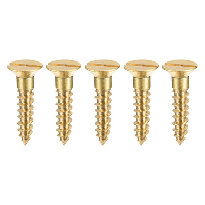 uxcell Uxcell Wood Screws M4 x 20mm Slotted Flat Head Brass Self-Tapping Screw 50 Pcs