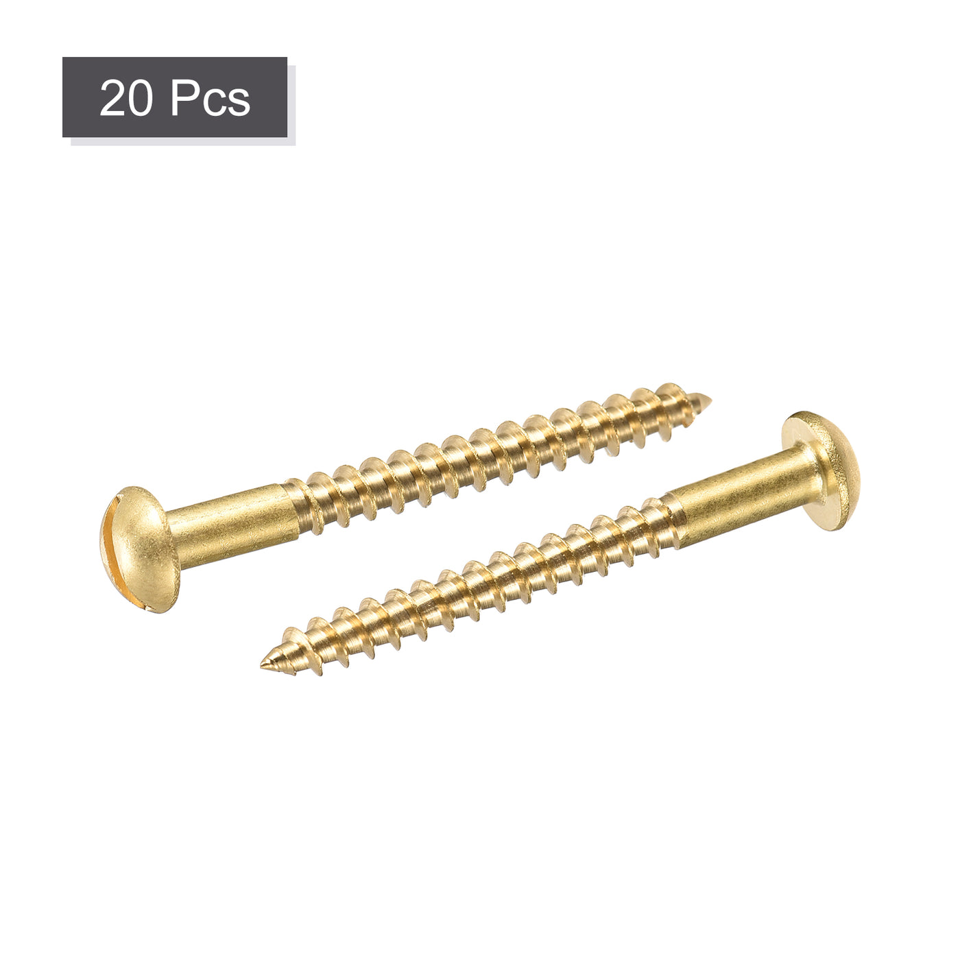 uxcell Uxcell Wood Screws Slotted Round Head Brass Self-Tapping Screw