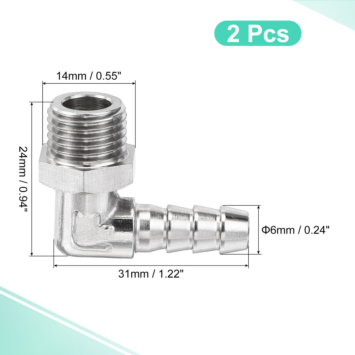 Harfington 2er Pack Anschlusswinkel 6mm Stacheldraht M12x1.25 Rechter Winkel mit Dichtung