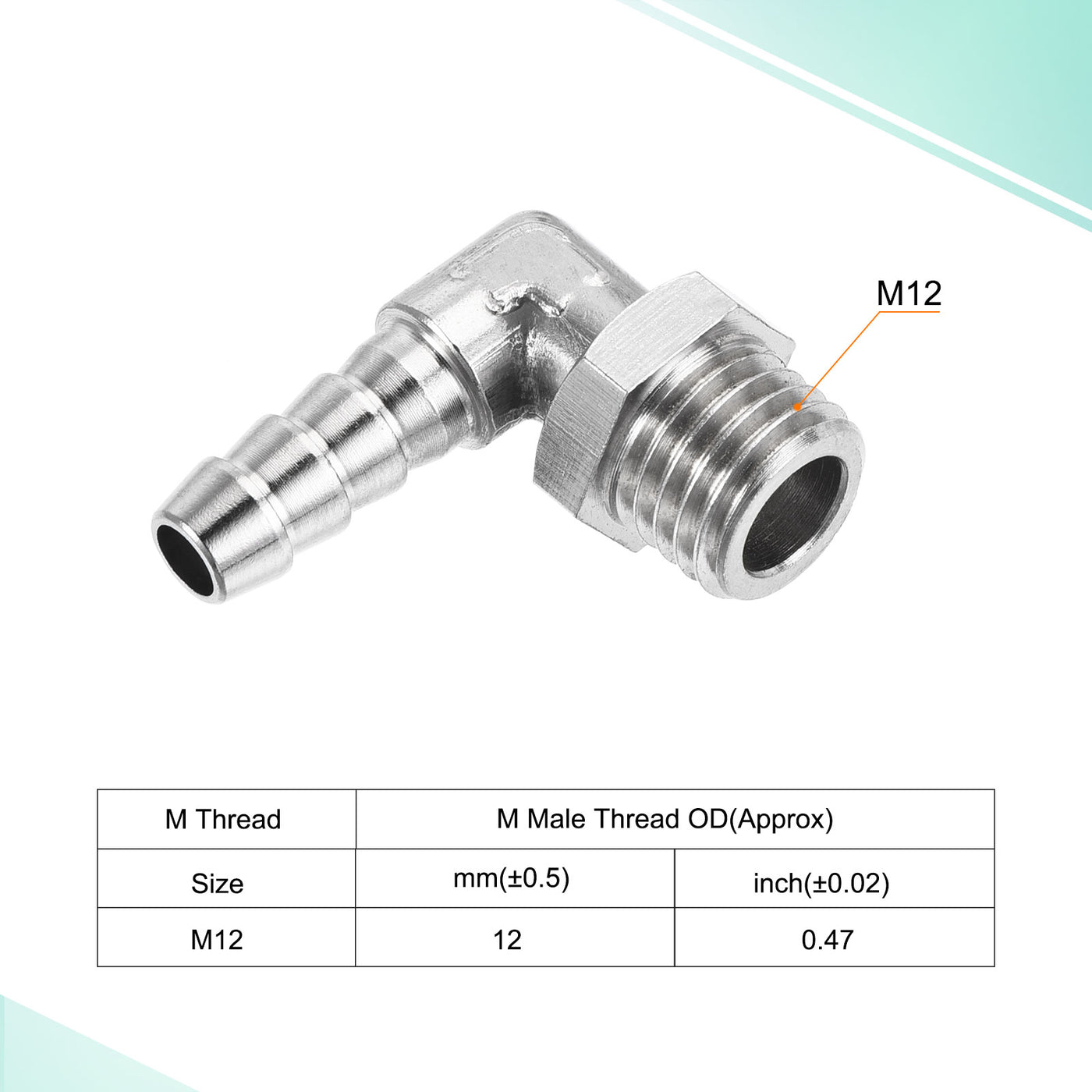 Harfington 2er Pack Vernickelt Kupfer Schlauchtülle 6mm Stacheldraht M12x1.5 Rechter Winkel