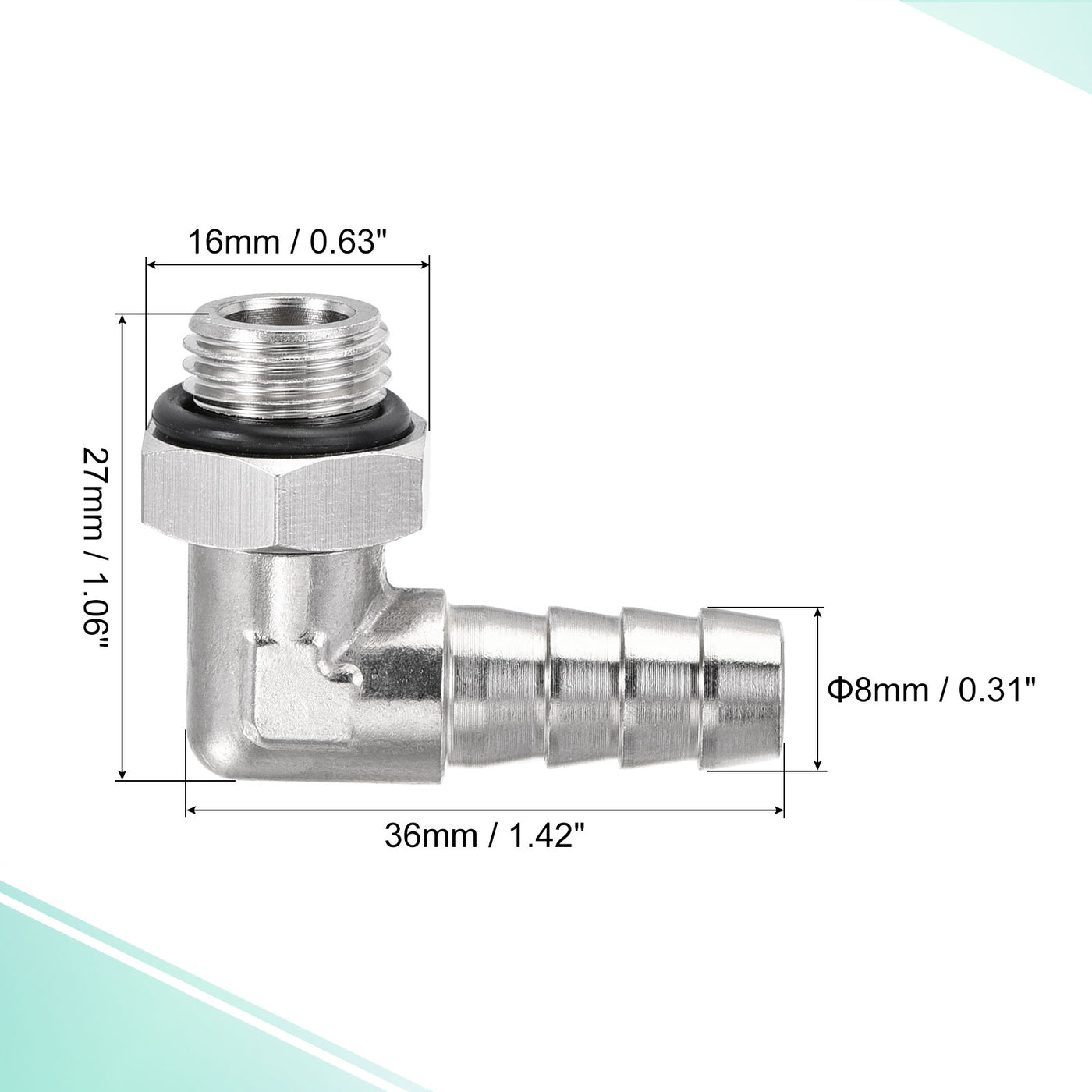 Harfington Vernickelt Schlauchtülle 8mm Stacheldraht M12x1.25 Rohr Stecker mit O-Ring