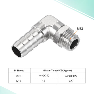 Harfington Copper Hose Barb Fitting Elbow 4mm Barbed M12x1.25 Male Thread with Washer