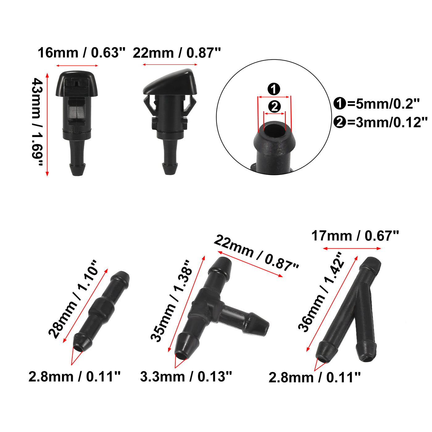 X AUTOHAUX Front Windshield Washer Nozzles Kit for Jeep Grand Cherokee 2.2 Meters Windshield Washer Hose with 3pcs Connectors Replaces 5116079AA