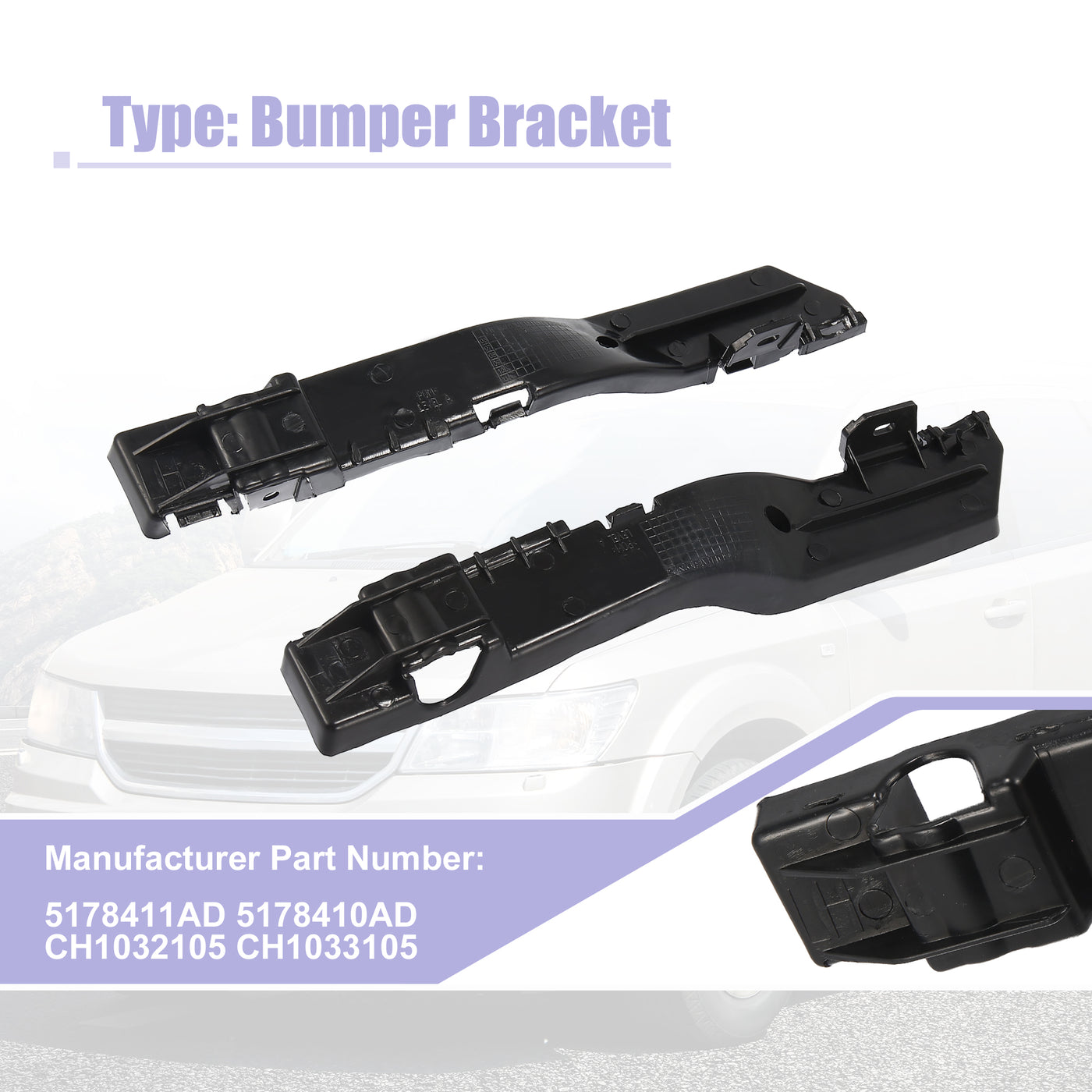 X AUTOHAUX 1 Pair Front Bumper Bracket Support Left and Right Side for Dodge Journey 2009-2020 5178411AD 5178410AD