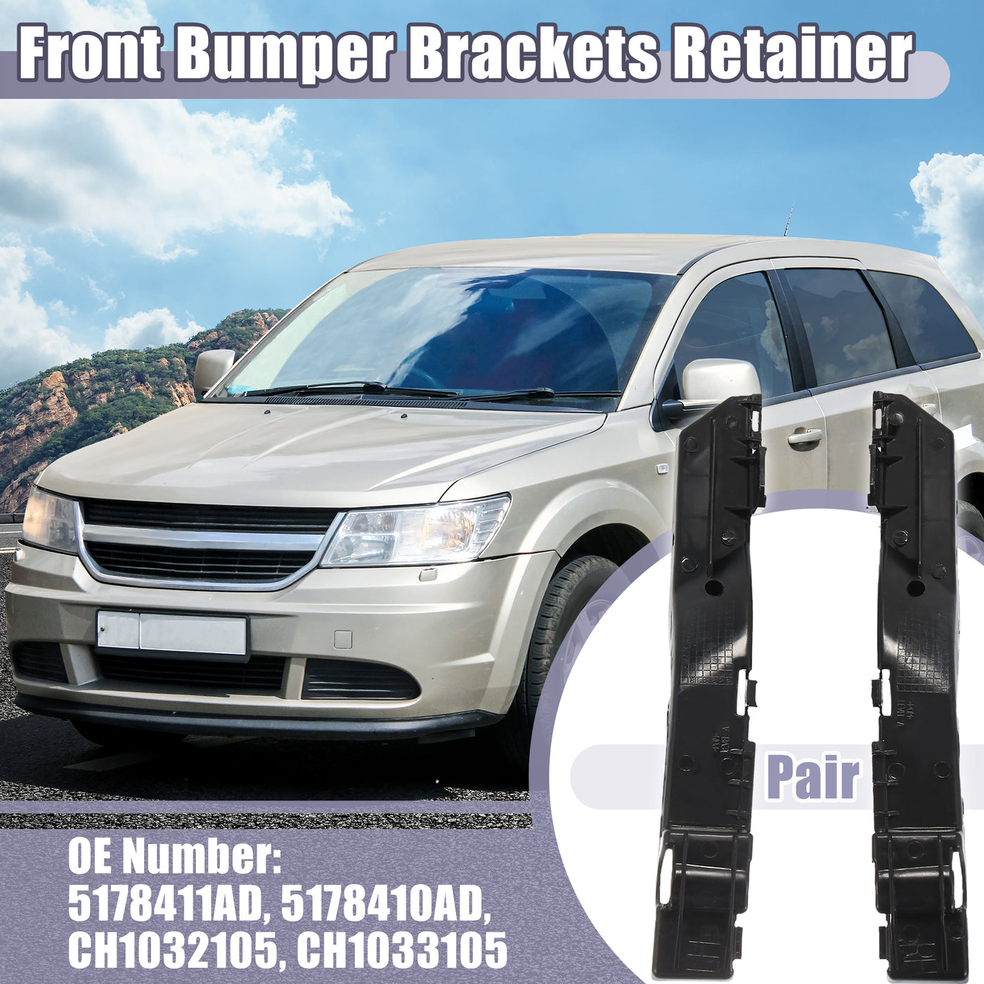 X AUTOHAUX 1 Pair Front Bumper Bracket Support Left and Right Side for Dodge Journey 2009-2020 5178411AD 5178410AD