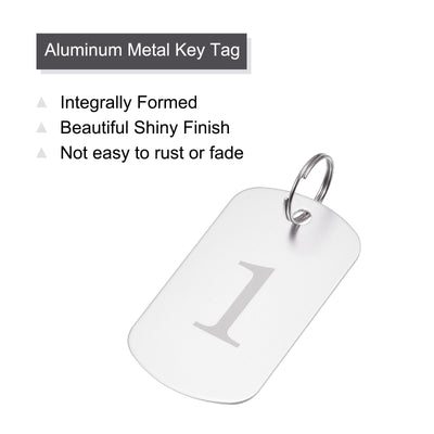 Harfington Metal Key Tag, 1-10 Number Tag, ID Tag with Ring 2x1.2inch Silver Rectangle Blank for Decoration, Pack of 10