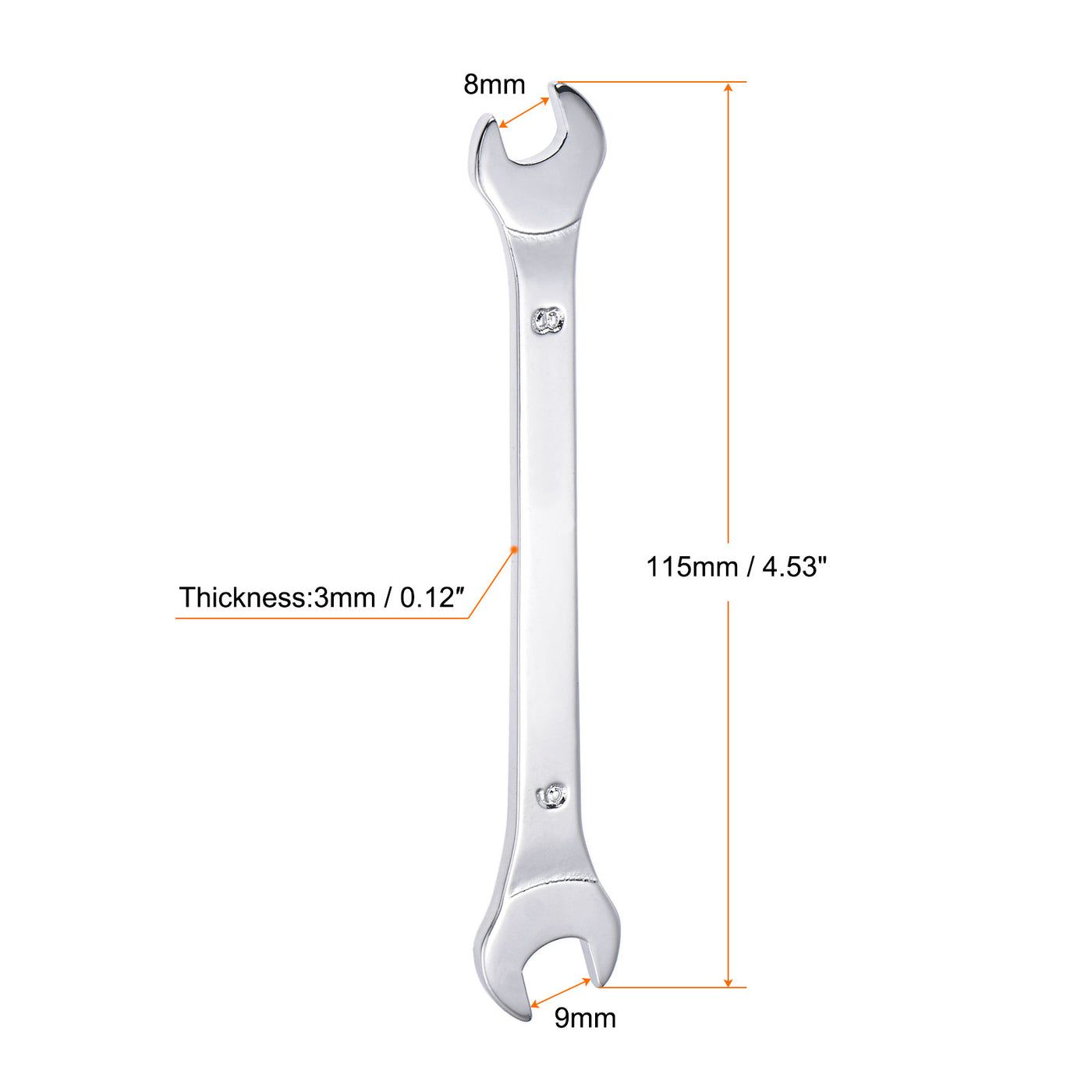 uxcell Uxcell Thin Open End Wrench, Metric Chrome Plated High Carbon Steel