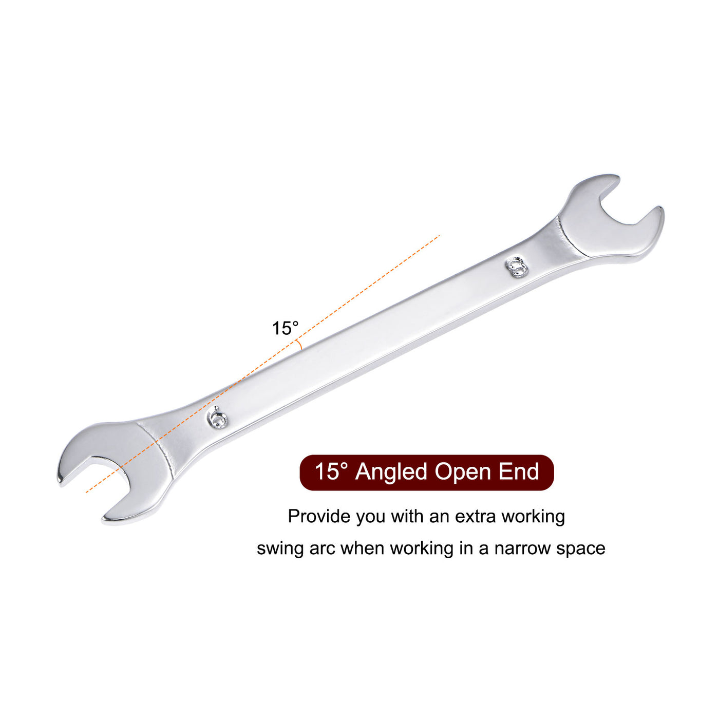 uxcell Uxcell Thin Open End Wrench, Metric Chrome Plated High Carbon Steel