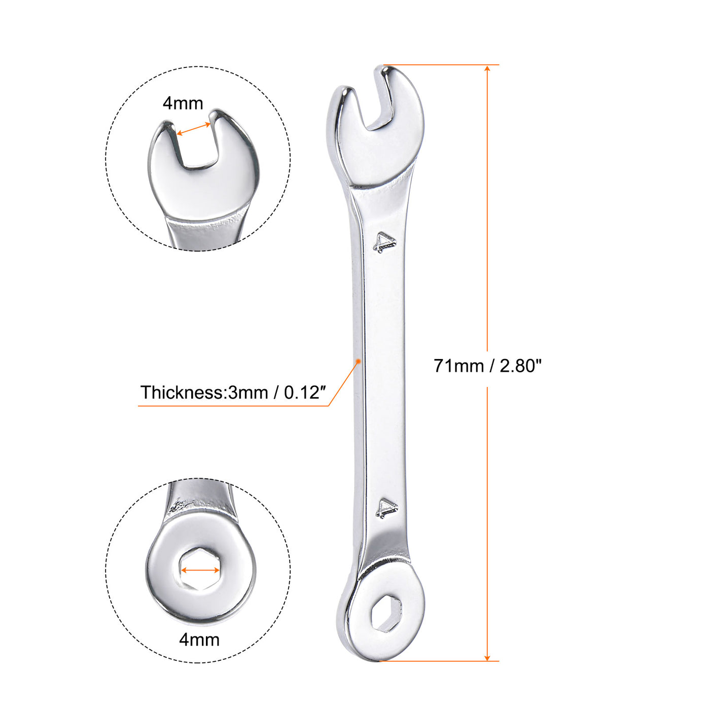 uxcell Uxcell Thin 6-Point Combination Wrench, Metric High Carbon Steel