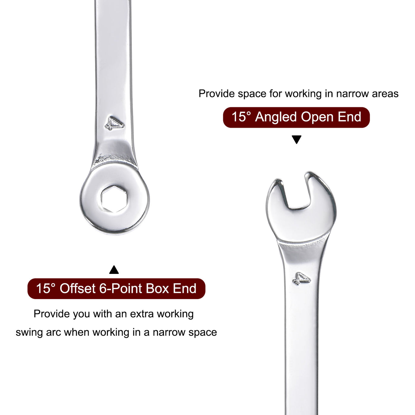 uxcell Uxcell Thin 6-Point Combination Wrench, Metric High Carbon Steel