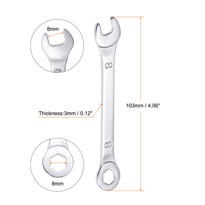 Harfington Uxcell Thin 6-Point Combination Wrench, Metric High Carbon Steel