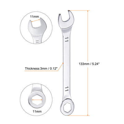 Harfington Uxcell Thin 6-Point Combination Wrench, Metric High Carbon Steel