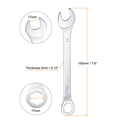 Harfington Uxcell Thin 6-Point Combination Wrench, Metric High Carbon Steel