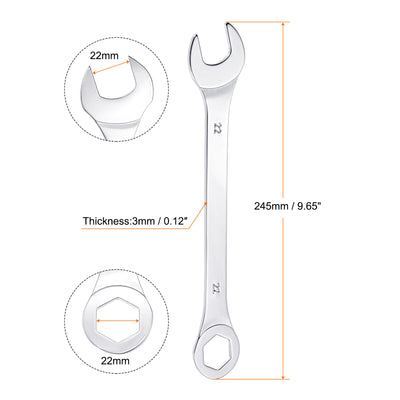 Harfington Uxcell Thin 6-Point Combination Wrench, Metric High Carbon Steel