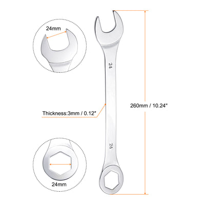 Harfington Uxcell Thin 6-Point Combination Wrench, Metric High Carbon Steel