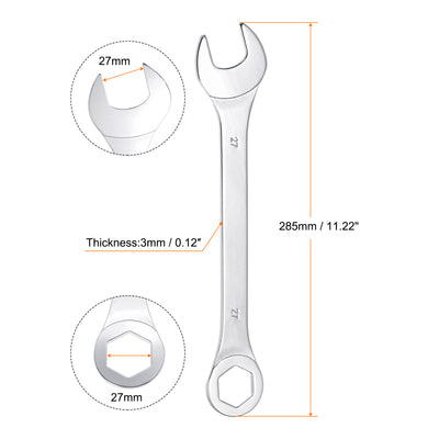 Harfington Uxcell Thin 6-Point Combination Wrench, Metric High Carbon Steel