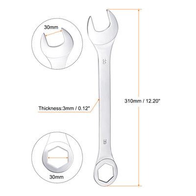 Harfington Uxcell Thin 6-Point Combination Wrench, Metric High Carbon Steel