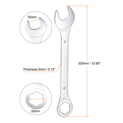 Harfington Uxcell Thin 6-Point Combination Wrench, Metric High Carbon Steel