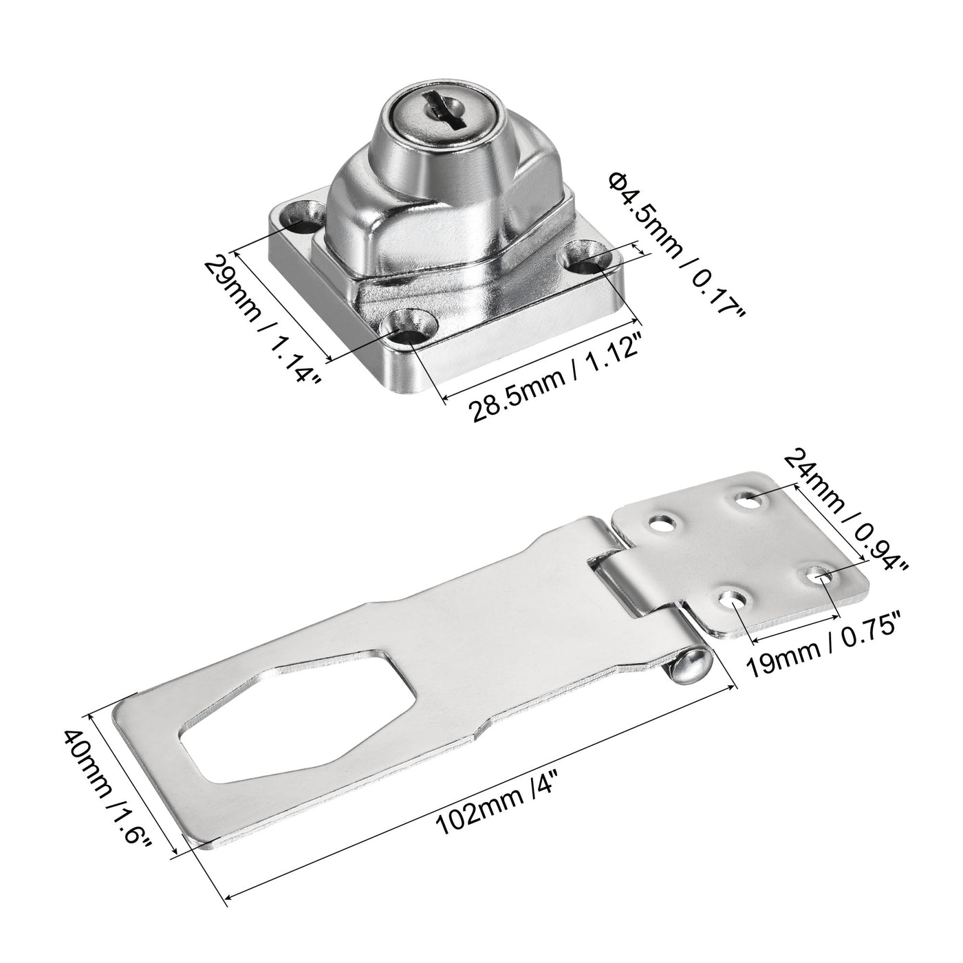 Harfington Keyed Different Hasp Lock Chrome Plated Twist Knob for Cabinet Doors Drawer