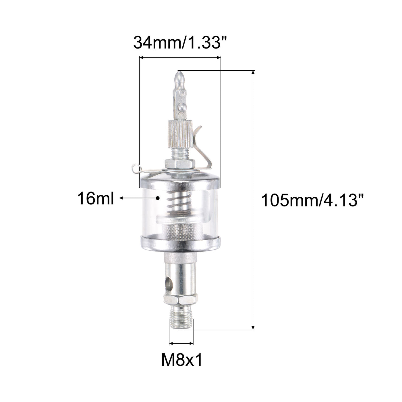 Uxcell Needle Valve Type Oil Cup M8x1 Thread 16ml Sight Gravity Drip ...