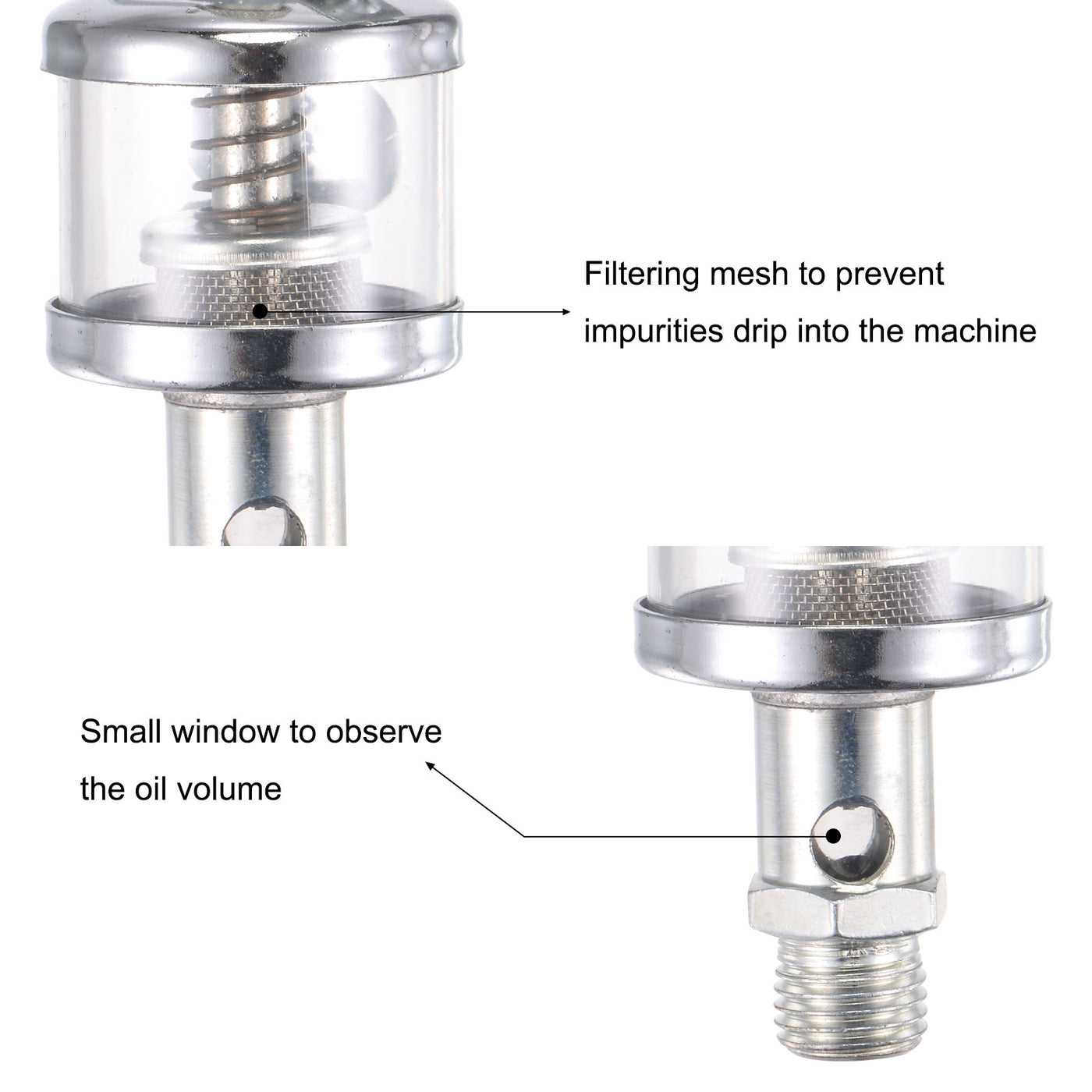 Uxcell Needle Valve Type Oil Cup M14x1.5 Thread 200ml Sight Gravity ...