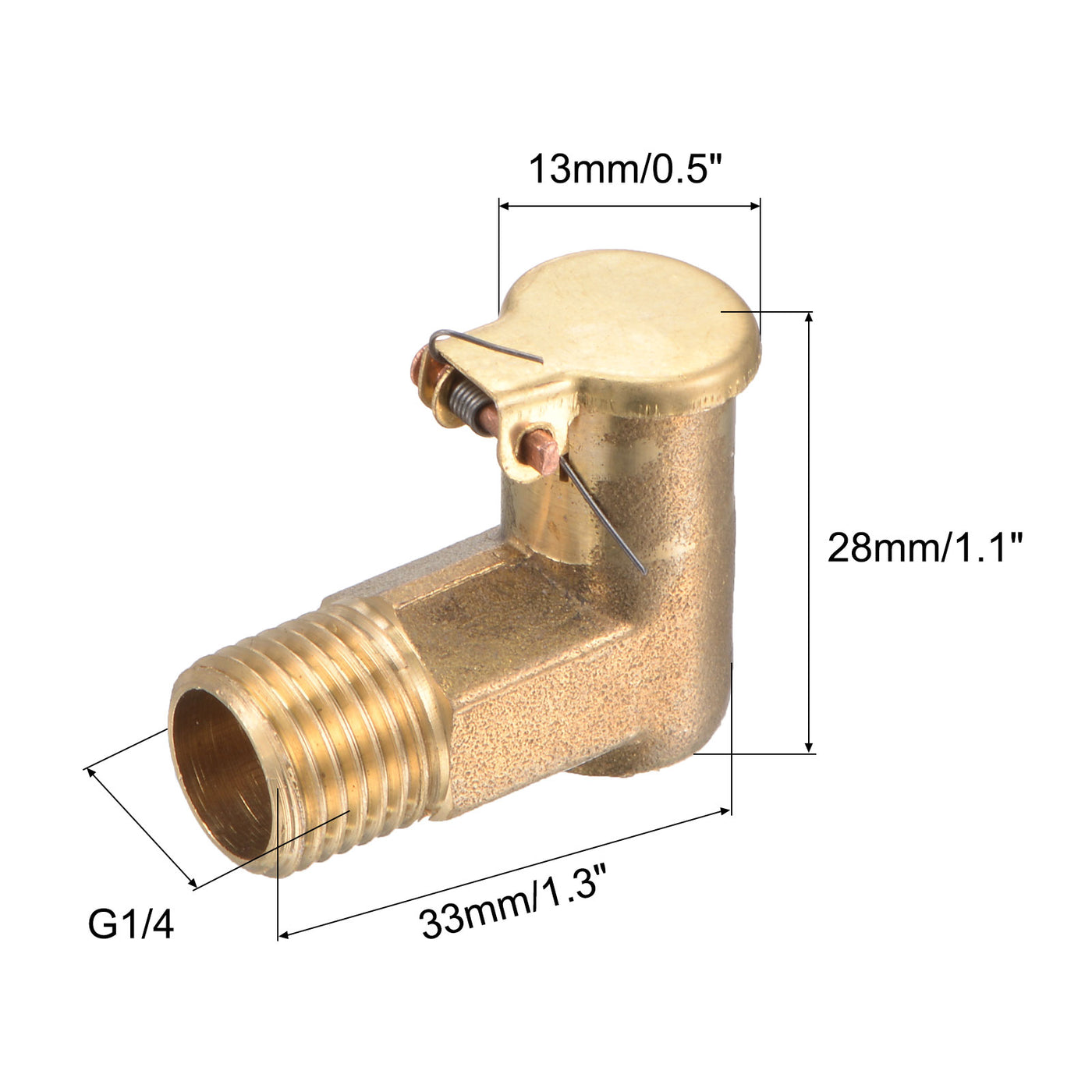 uxcell Uxcell Grease Oil Cup Spring Cap G1/4 L-Shaped Male Thread Copper Lubricator