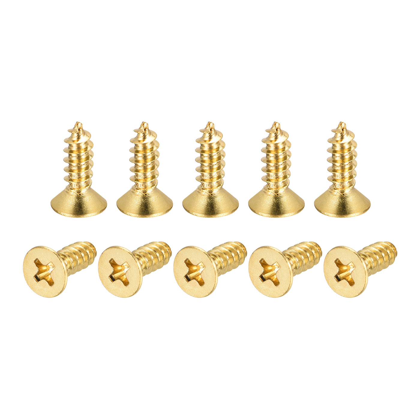 uxcell Uxcell Brass Wood Screws, M5x16mm Phillips Flat Head Self Tapping Connector for Door Hinges, Wooden Furniture, Home Appliances 16Pcs