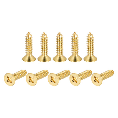 uxcell Uxcell Brass Wood Screws, M5x20mm Phillips Flat Head Self Tapping Connector for Door Hinges, Wooden Furniture, Home Appliances 16Pcs